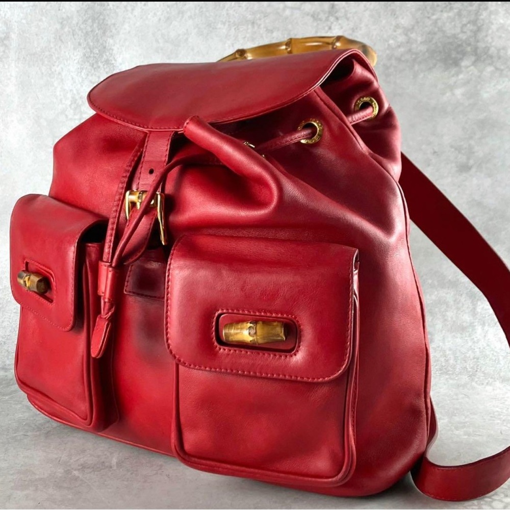Gucci Red Leather Backpack - Picture 10 of 11